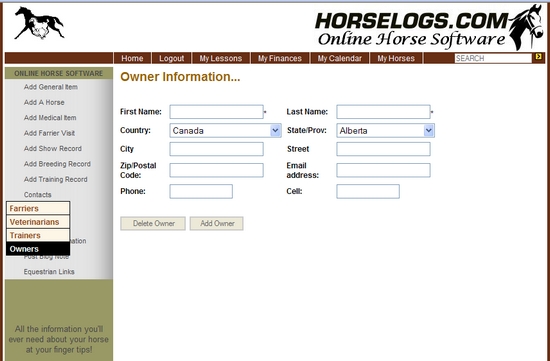 Web-based horse software to manage equine and horse data. Record  horse vet & farrier visits, horse show & horse breeding records, horse pedigree, horse vital statistics, Great horse gift for the horse lover in your life.